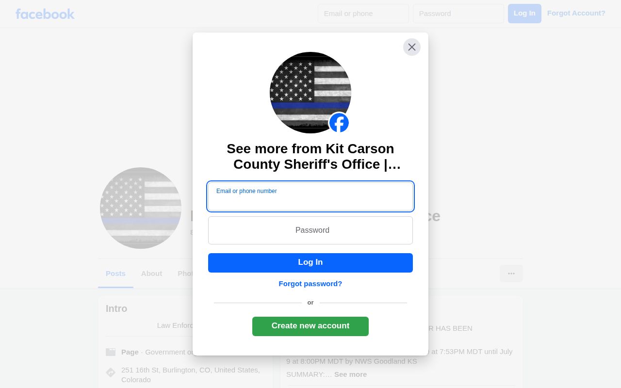 Kit Carson County Jail release record contact source for sheriff detention function