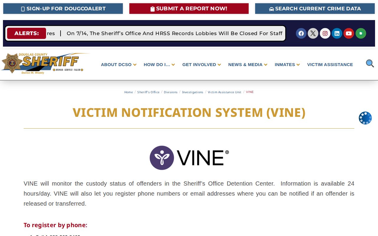 Kit Carson County VINELink release check online registration source